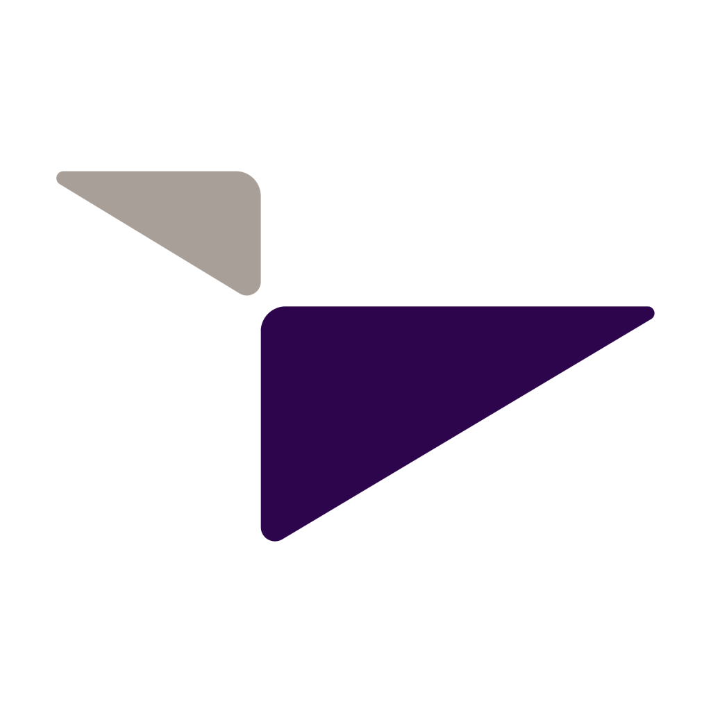CRS Icon, deep purple and taupe stacked triangles